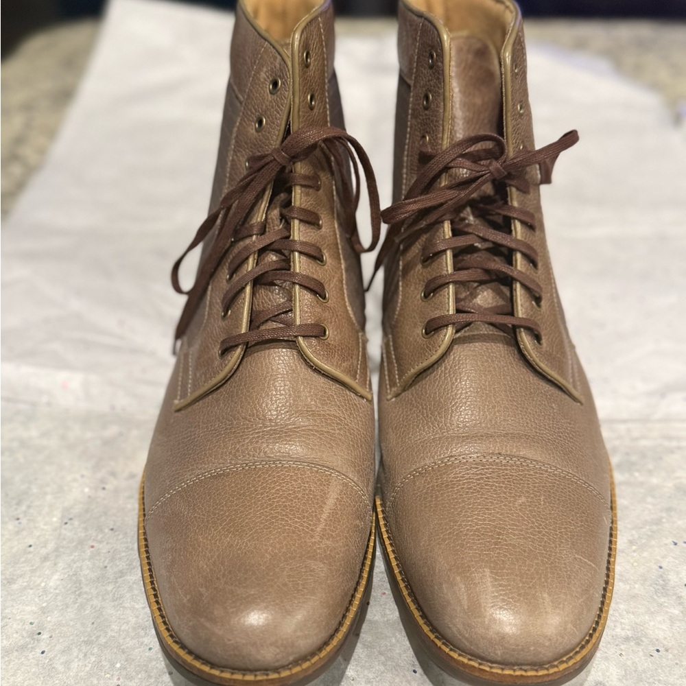 Cole Haan Tan Leather Lace-Up Boots